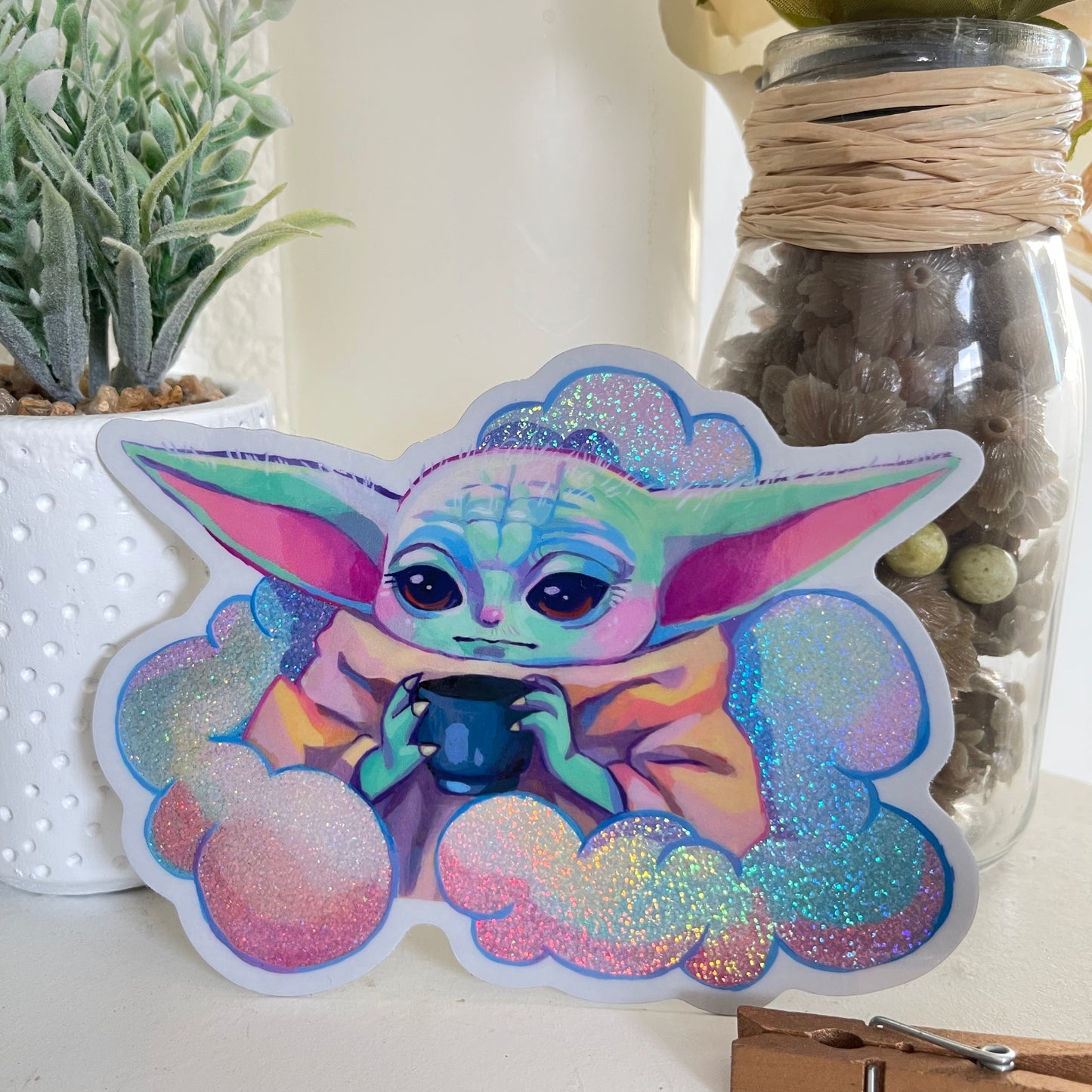 Dreamy Grogu (Holographic Sticker)