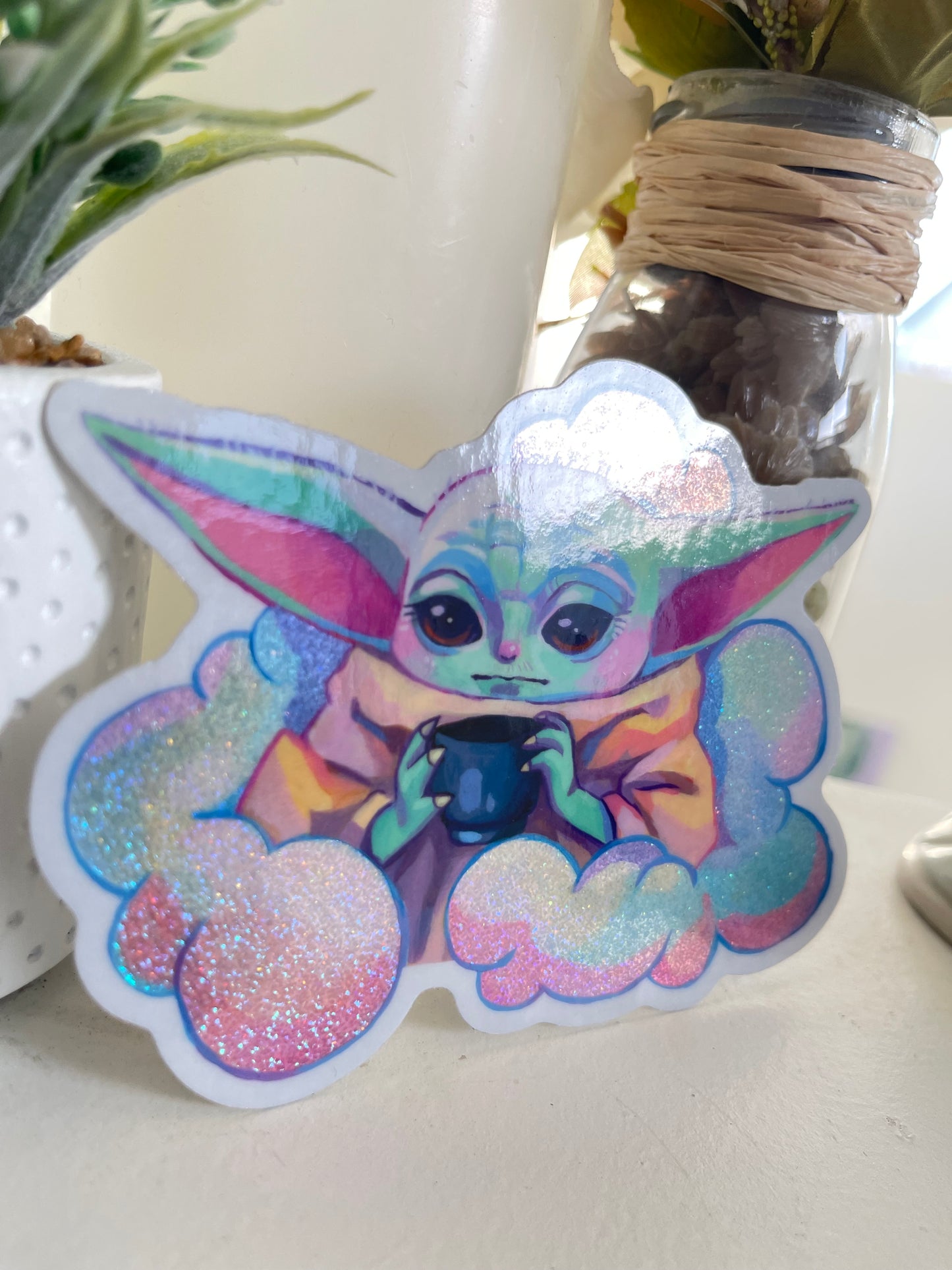 Dreamy Grogu (Holographic Sticker)
