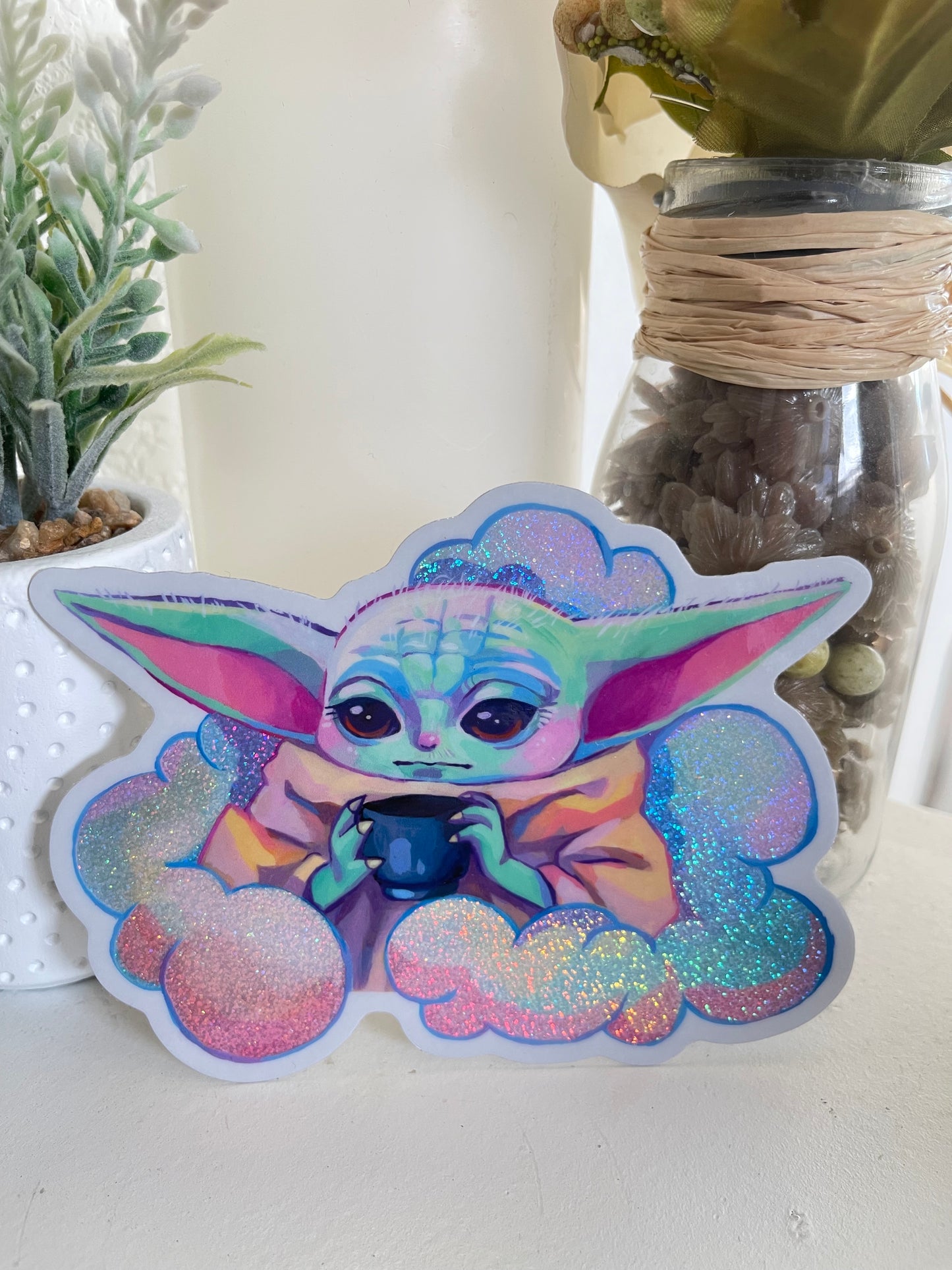 Dreamy Grogu (Holographic Sticker)