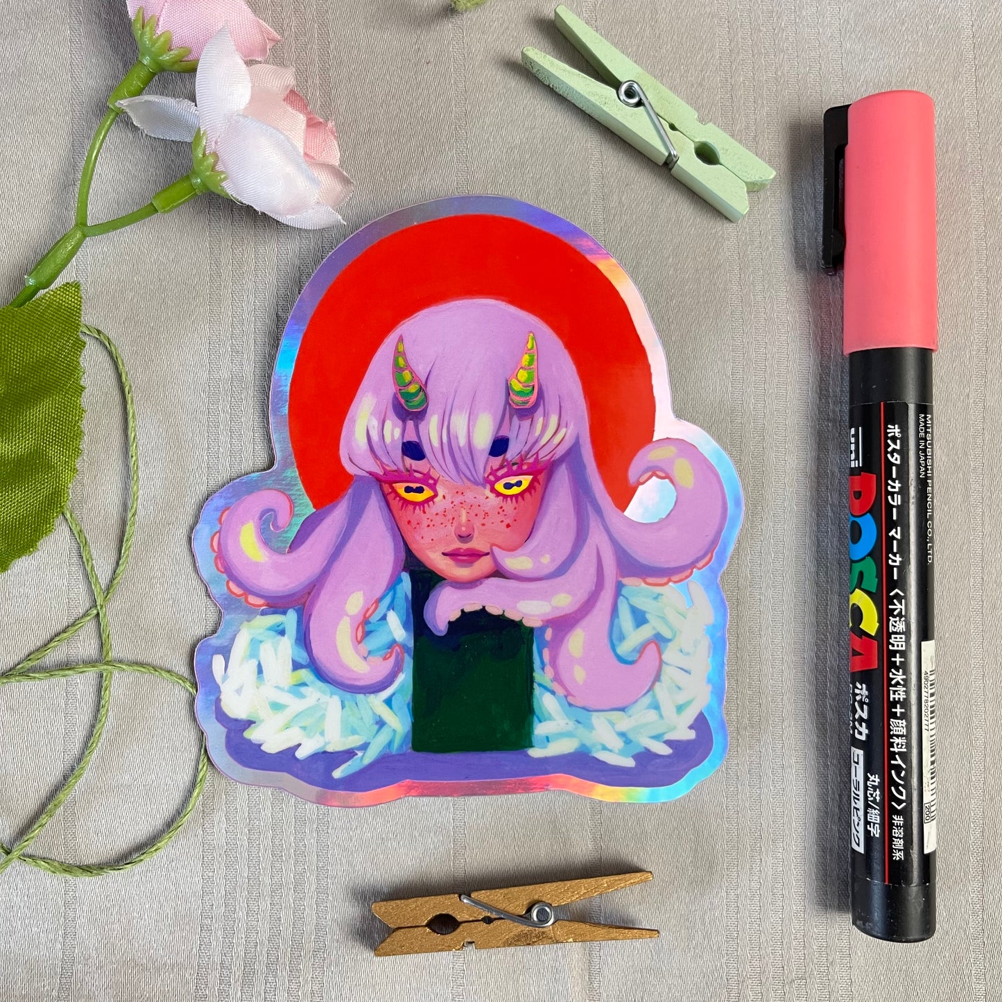 Tako Sushi (Holographic Sticker)