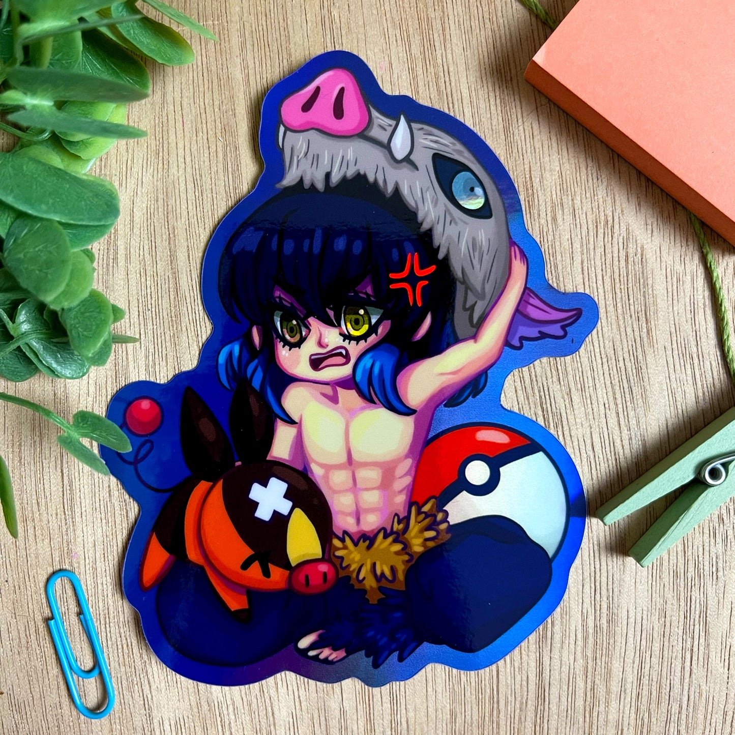 Inosuke and Tepig Sticker (Holo)