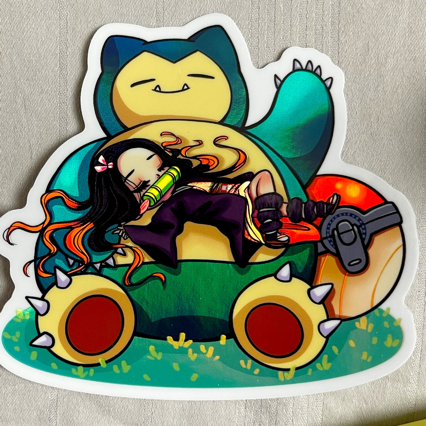 Nezuko and Snorlax Used Rest (Sticker)