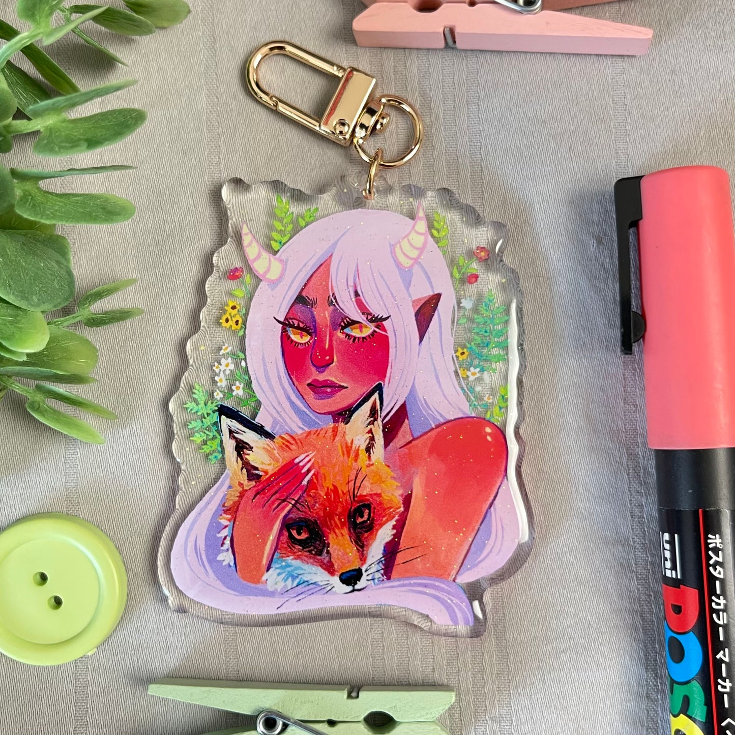 Hunt in the Meadows; Oni Fox Keychain
