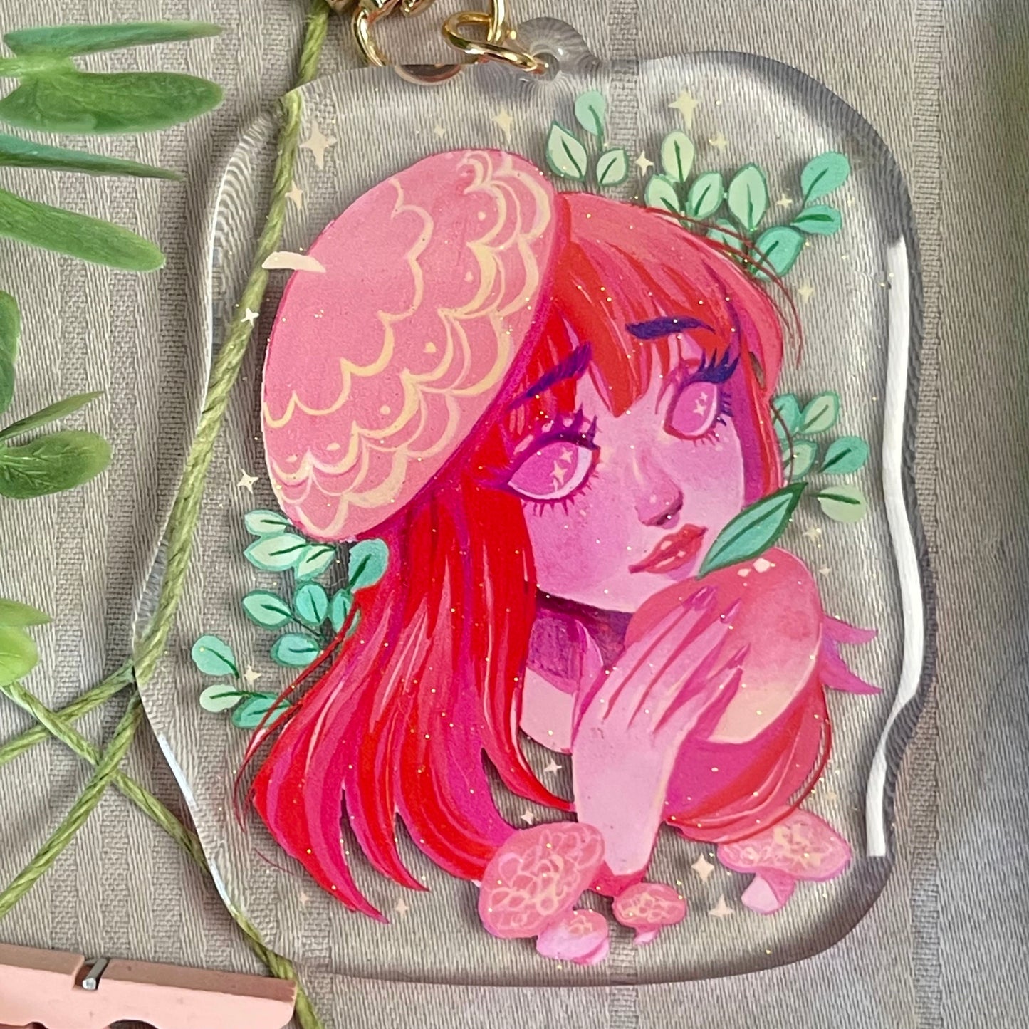 Wrinkled Peach Mushroom Damsel Keychain