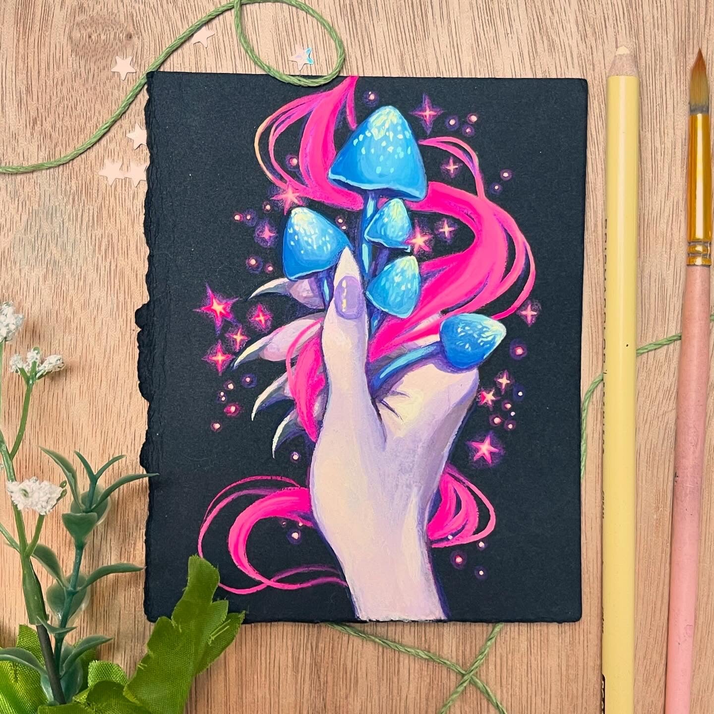 Spellcasting Mushrooms (Original Framed Painting)
