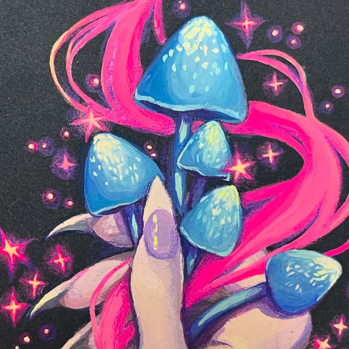 Spellcasting Mushrooms (Original Framed Painting)