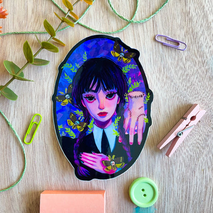 Wednesday and Thing (Holographic Sticker)