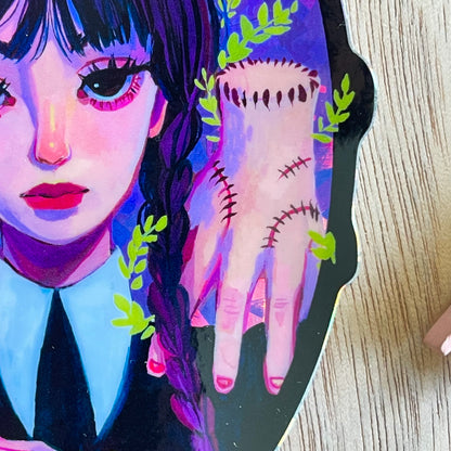 Wednesday and Thing (Holographic Sticker)