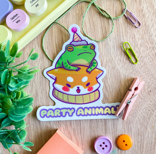 Shiba and Toad Party Animal Sticker