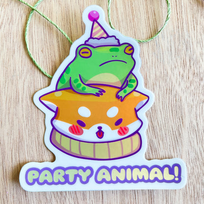 Shiba and Toad Party Animal Sticker