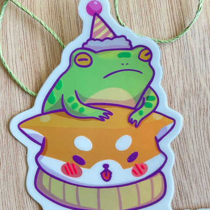Shiba and Toad Party Animal Sticker