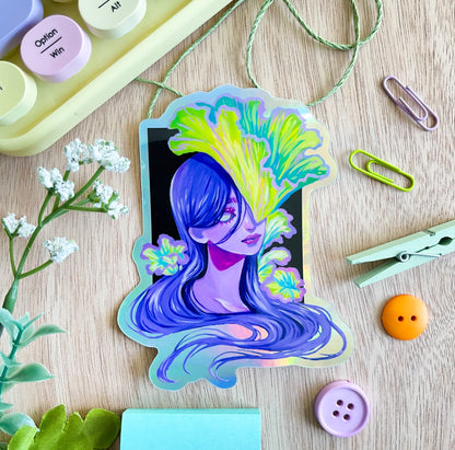 Ghost Mushroom Girl (Holograhic Sticker)