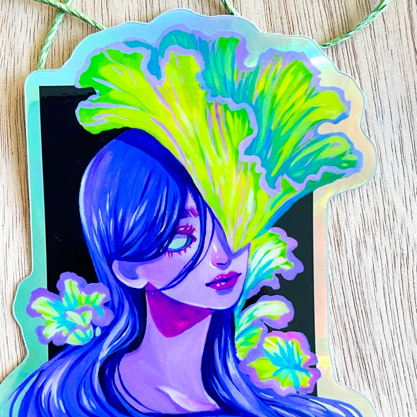 Ghost Mushroom Girl (Holograhic Sticker)