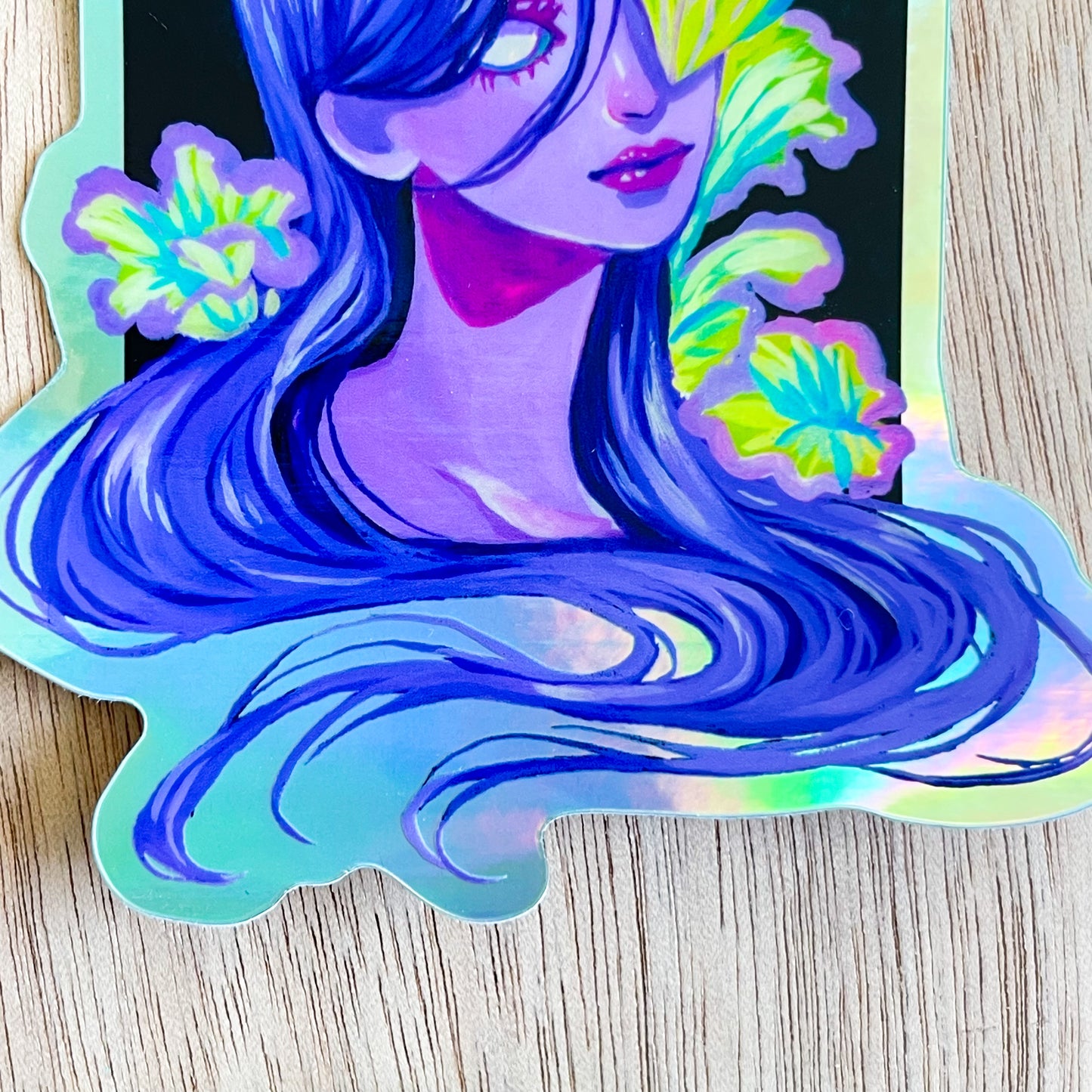 Ghost Mushroom Girl (Holograhic Sticker)