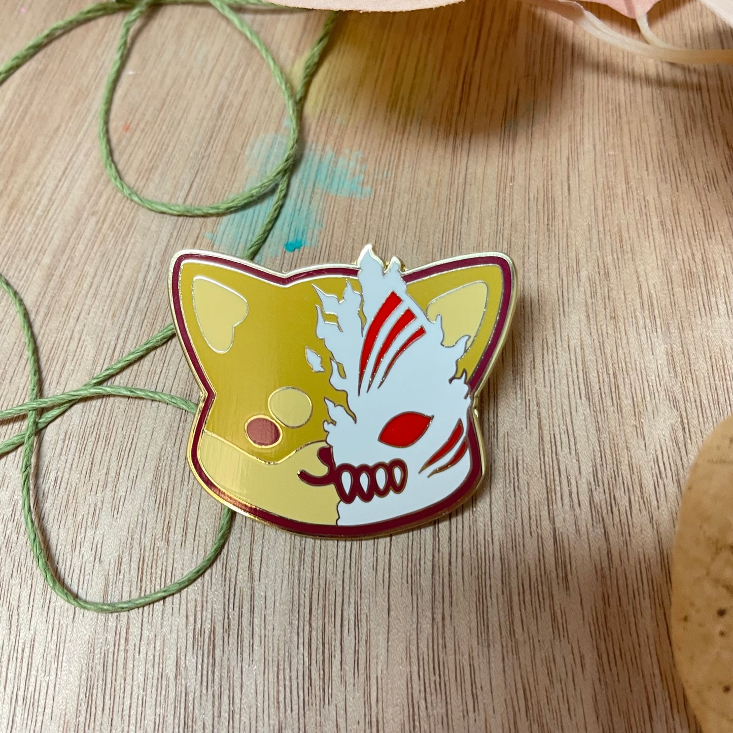 Shiba Hollow Enamel Pin (Red)