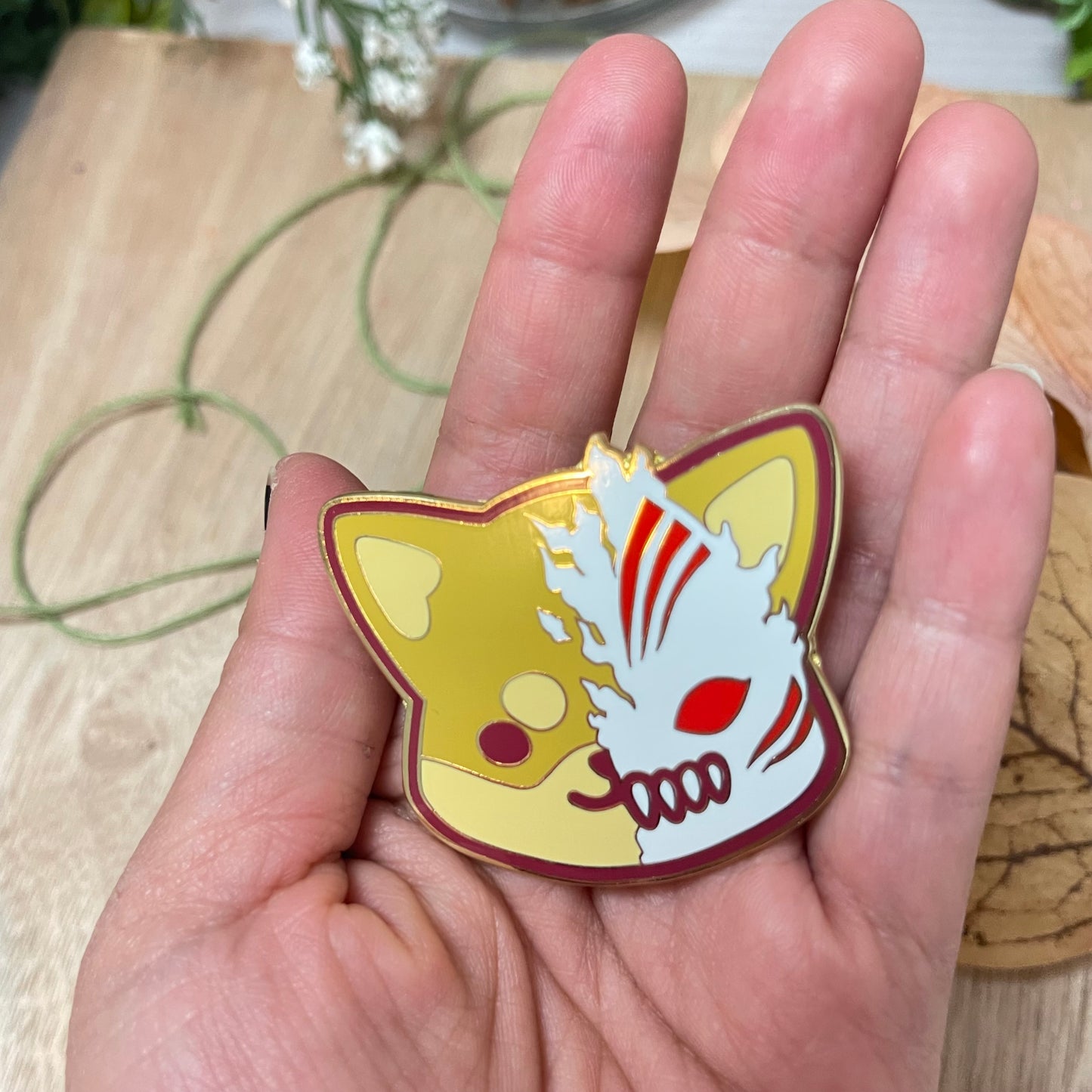 Shiba Hollow Enamel Pin (Red)