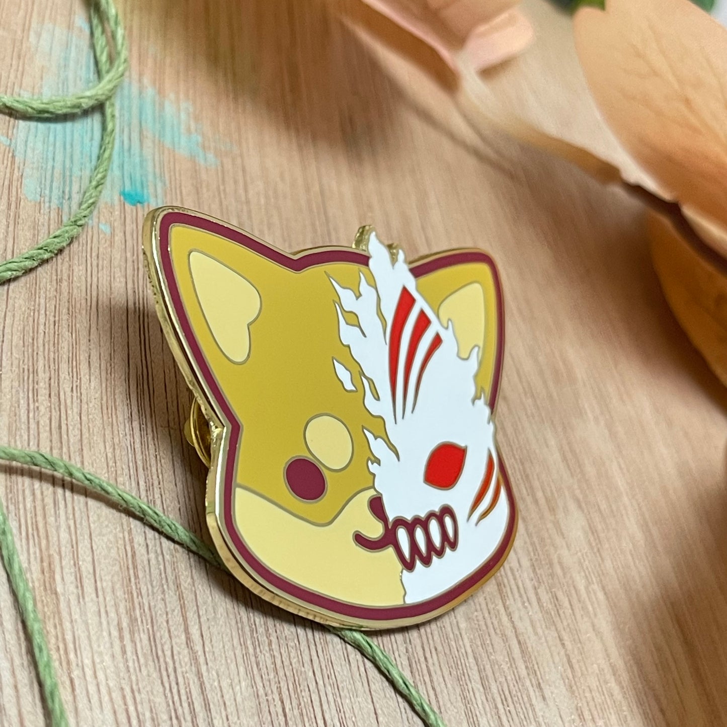 Shiba Hollow Enamel Pin (Red)