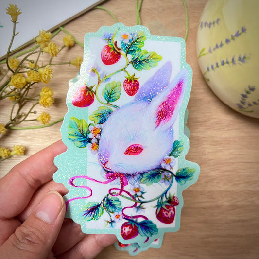 Strawberry Bun (Holographic Vinyl Sticker)