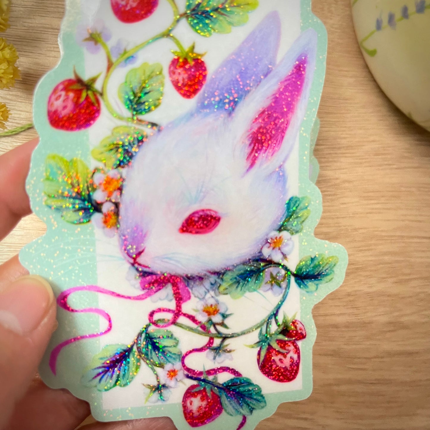 Strawberry Bun (Holographic Vinyl Sticker)