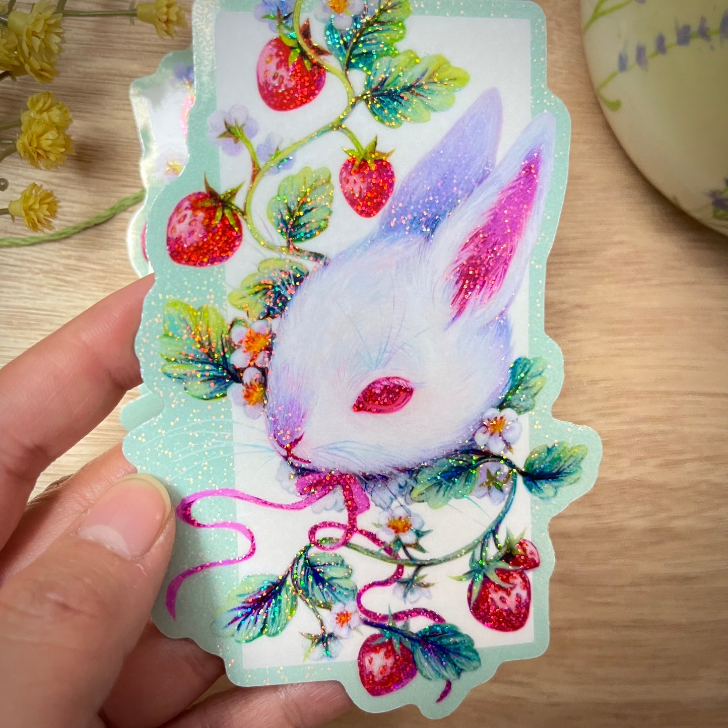 Strawberry Bun (Holographic Vinyl Sticker)