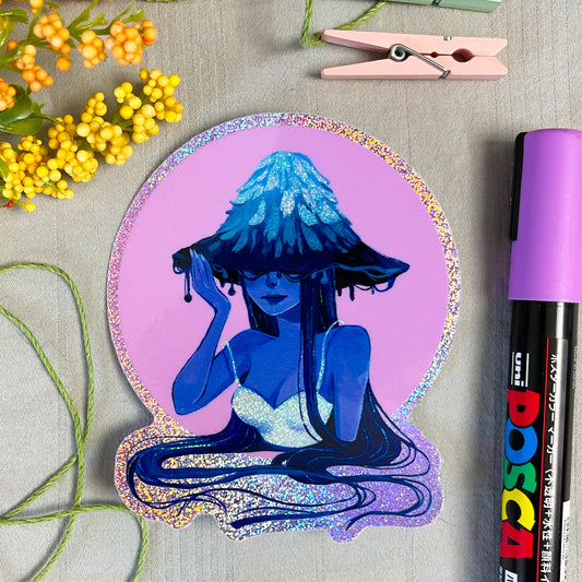 Lady Inky Cap Holographic Sticker