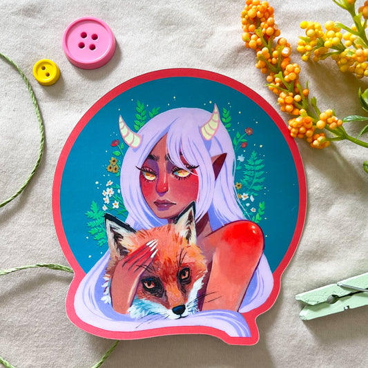 Oni Fox Huntress (Holographic Sticker)
