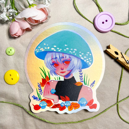 Verdigris Agaric Mushroom (Holographic Sticker)
