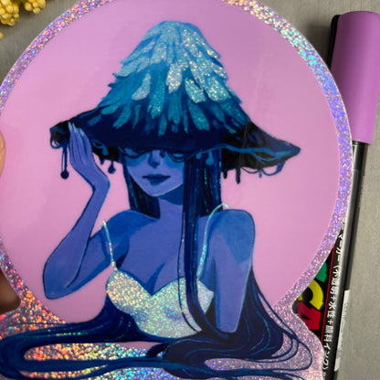 Lady Inky Cap Holographic Sticker