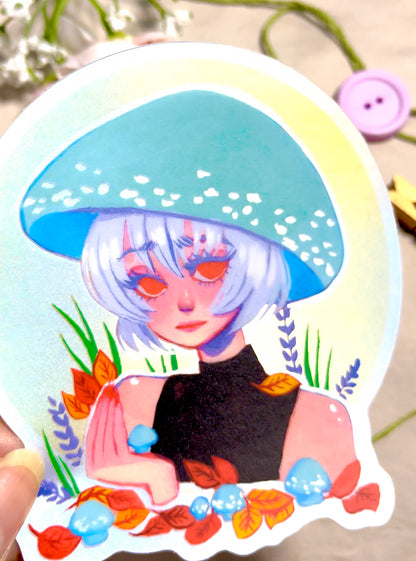 Verdigris Agaric Mushroom (Holographic Sticker)