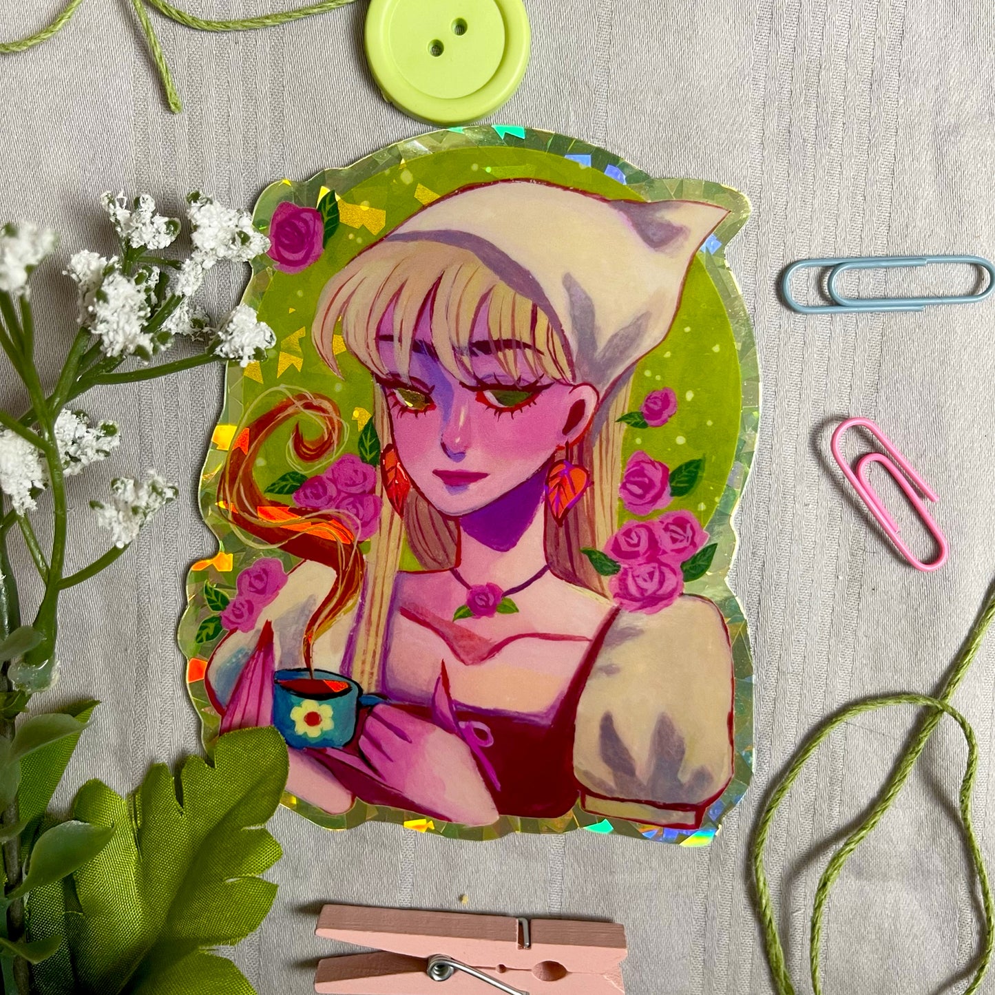 Cottagecore Aesthetic (Holographic Sticker)