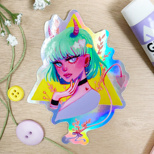 My Valentine, Devil Girl (Holographic Sticker)