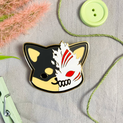 Shiba Hollow Enamel Pin (Black)