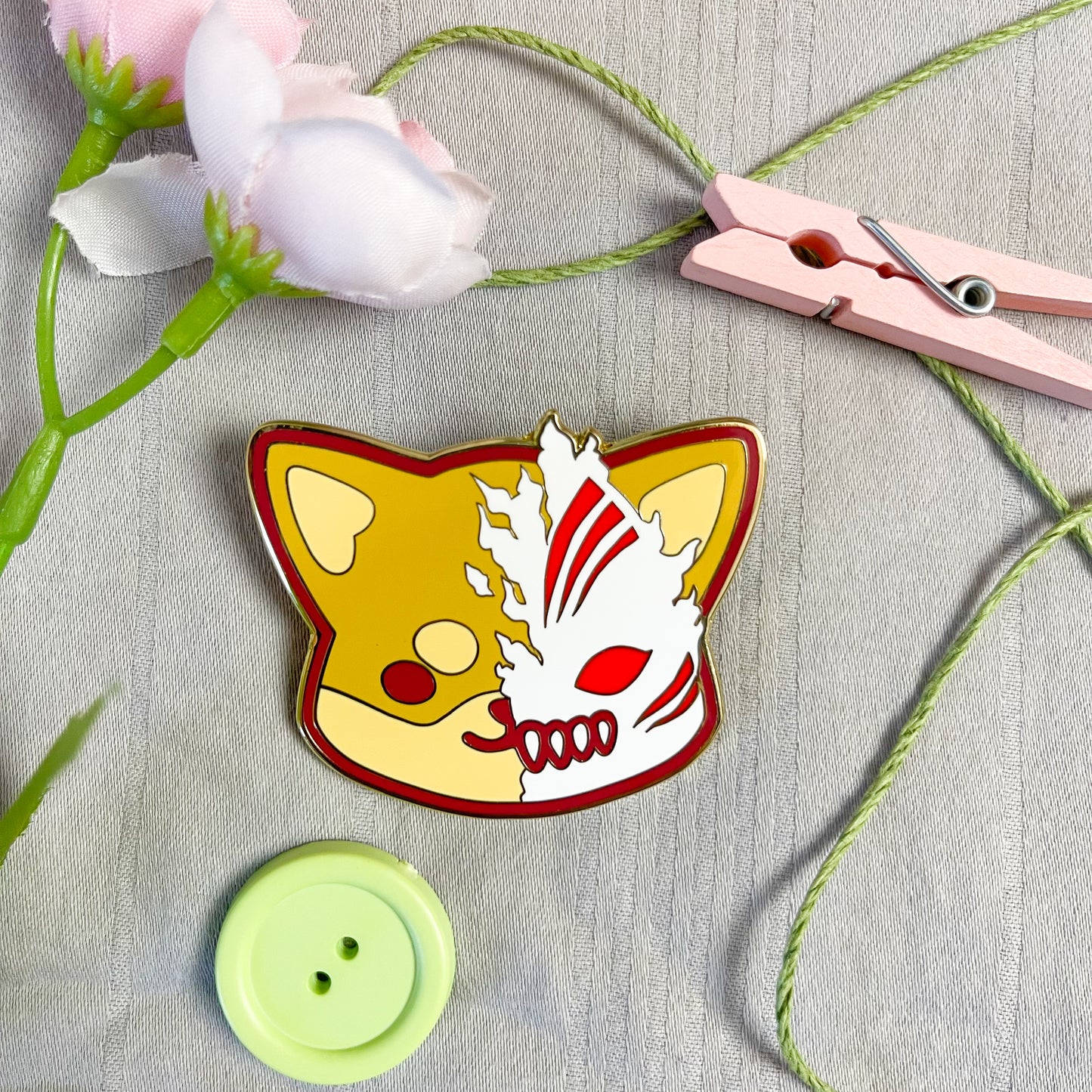 Shiba Hollow Enamel Pin (Red)