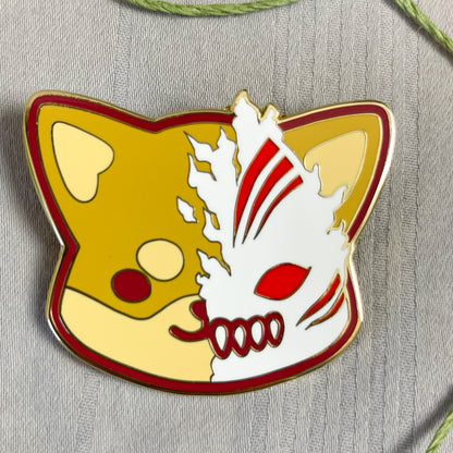 Shiba Hollow Enamel Pin (Red)