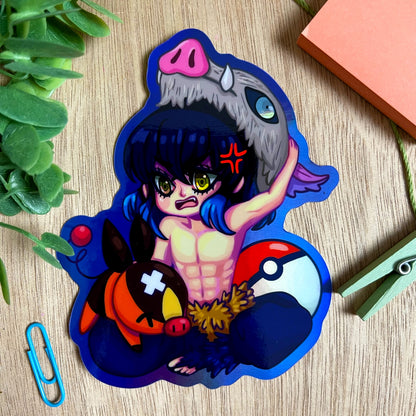 Inosuke and Tepig Sticker (Holo)