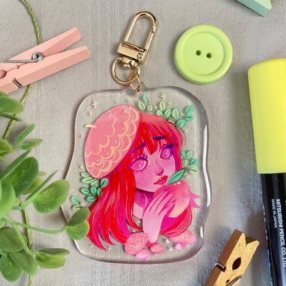 Wrinkled Peach Mushroom Damsel Keychain